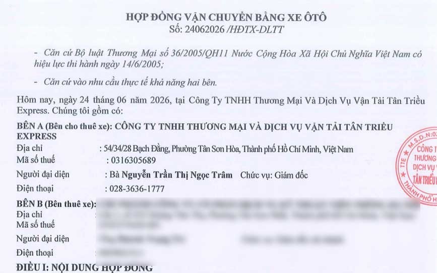 Hợp đồng thuê xe đầy đủ khi đặt xe 29 chỗ