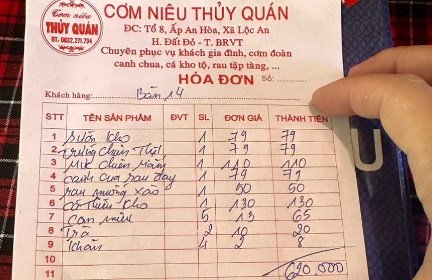 Bữa cơm trưa dành cho 6 người