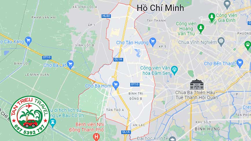 Bản đồ quận Bình Tân và các khu vực lân cận