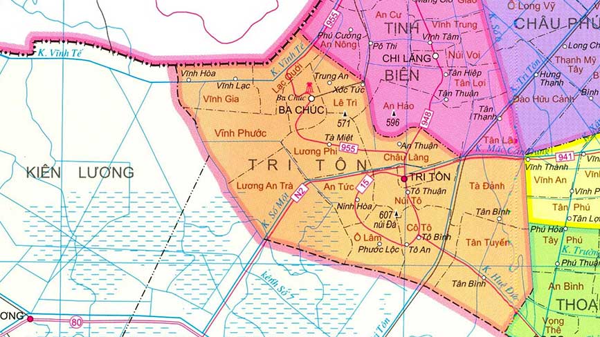 Bản đồ Tri Tôn và các huyện lân cận
