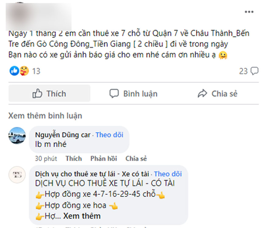 Các thông tin đặt thuê xe trên mạng xã hội ẩn chứa nhiều rủi ro tiềm ẩn