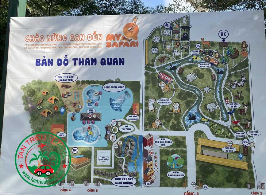 bản đồ giới thiệu khu du lịch Safari Mỹ Quỳnh