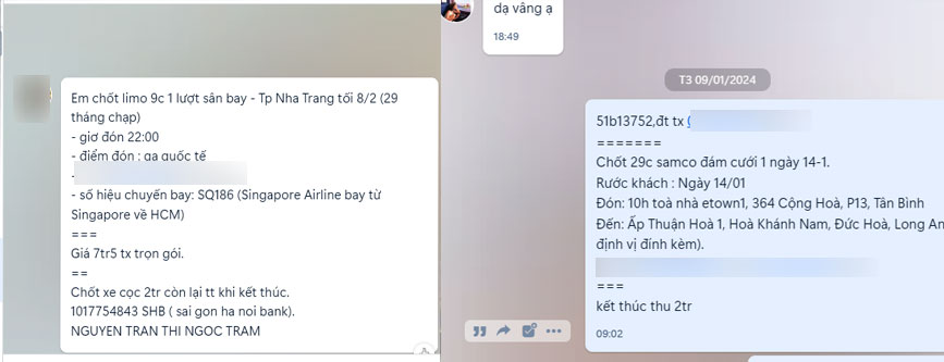 Xác nhận thông tin đặt xe đầy đủ trước khi đặt cọc