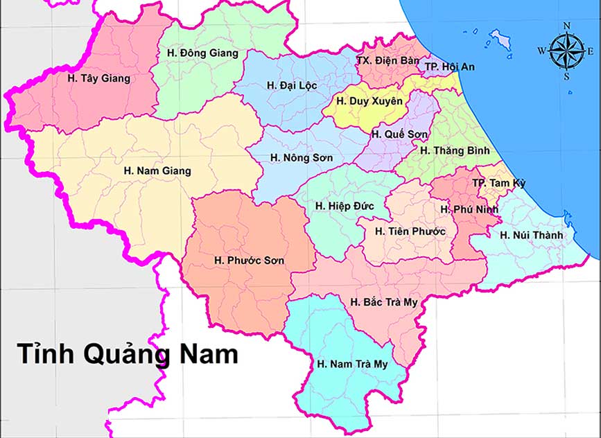 Tổng quan bản đồ của tỉnh Quảng Nam