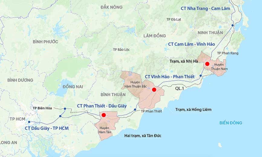 Bảng đồ các trạm dừng trên cao tốc Sài Gòn đi Nha Trang